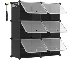 Songmics Batų stovas 82x32x92 cm Juodas plastikinis laikymo sprendimas