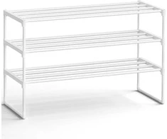 Songmics Batų stovas 92x30x55 cm Baltas metalinis sandėliavimas