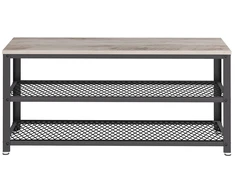 Songmics Batų suoliukas 100x30x45 cm Pilkai ruda-juoda mediena ir plienas