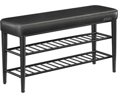 Songmics Batų suoliukas 100x30x50 cm juodos spalvos dirbtinė oda