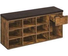 Songmics Batų suoliukas 104x30,5x48 cm rudos spalvos audinys