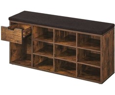 Songmics Medinis batų suoliukas su lentynomis ir stalčiumi 30,5 x 104 x 48 cm