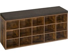 Songmics Batų suoliukas 30x105x48 cm rudas, su saugojimo vieta