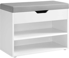 Songmics Batų suoliukas 60x30x44 cm Baltas su daiktadėže