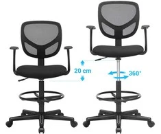 Songmics Biuro kėdė, 53,5x56,5x102-120 cm, juoda