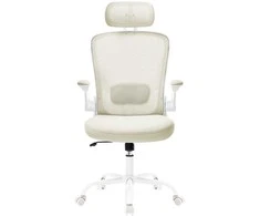 Songmics Ergonominė biuro kėdė su tinkleliu, kapučino spalvos