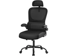 Songmics Ergonomiška biuro kėdė su tinkleliu ir atlenkiamais porankiais