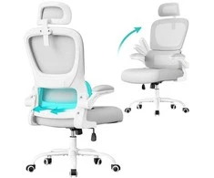 Songmics Ergonomiška biuro kėdė su tinkliniu audiniu ir atlenkiamais porankiais