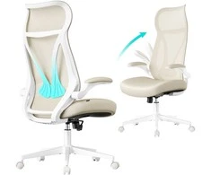 Songmics Biuro kėdė 67x67x113 cm Smėlio spalvos Tinklelio audinys