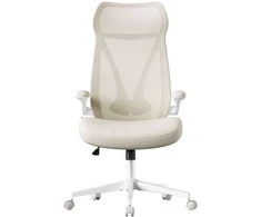 Songmics Ergonomiška biuro kėdė 67x67x125 cm, smėlio spalvos