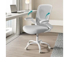 Songmics Ergonomiška biuro kėdė su tinkleliu ir 53 cm sėdyne šviesiai pilka