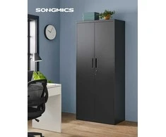 Songmics Biuro spintelė, 80x40x180 cm, juoda