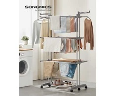 Songmics Drabužių džiovinimo stovas 125.5x63.5x172.5 cm Pilkas Plienas