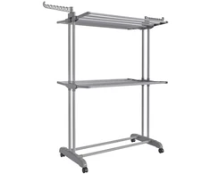 Songmics Skalbinių džiovyklė su 3 lygiais 63,5 x 128 x 148 cm pilka