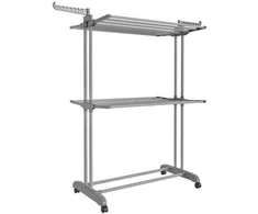 Songmics Skalbinių džiovyklė su 3 lygiais 63,5 x 128 x 148 cm pilka