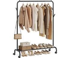 Songmics Drabužių kabykla, 103.5x39x155 cm, juoda