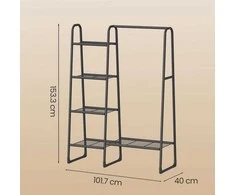 Songmics Drabužių stovas su 5 lentynomis 40x101,7x153,3 cm juodas