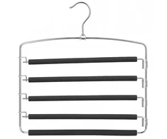 SONGMICS Kelnės pakaba, taupanti vietą, 3 vnt. rinkinys Daugiafunkcinė metalinė pakaba, tvirta, neslystanti paminkštinta, pasukamos kelnės pakabos, po 5 džinsus, kostiumines kelnes, šalikus, kaklaraiščius