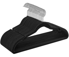 Songmics Aksominė paltų pakaba 30 vnt., juoda