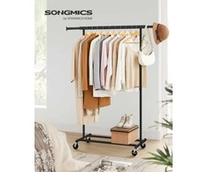 Songmics Drabužių kabykla, 92-132x45.4x160 cm, juoda, plienas