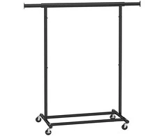 Songmics Drabužių kabykla, 92-132x45.4x160 cm, juoda, plienas
