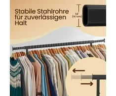 SONGMICS drabužių kabyklos su ratukais, drabužių stovas, ištraukiamas drabužių stovas