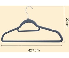 SONGMICS drabužių pakabos, aksominės, 20 vnt., 0,6 cm storio, kostiumų pakabos, striukių pakabos su neslystančiu paviršiumi, su dviem įpjovomis, 360° pasukamas kabliukas, neslystančios, juodos