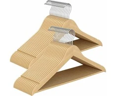 Songmics Drabužių pakabos, medinės, 42.9x8x21 cm, natūralios