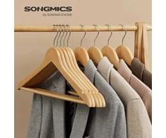 Songmics Drabužių pakabos, medinės, 44,5x23x1,2 cm, natūralios