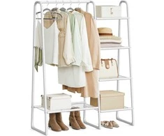 Songmics Drabužių stovas 101,7x40x153,3 cm baltos spalvos plieno laikymo sprendimas