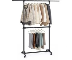 Songmics Drabužių stovas 101x49x115 cm Juodas Plienas