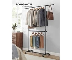 Songmics Drabužių stovas 101x49x115 cm Juodas Plienas