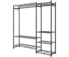 Songmics Drabužių stovas 30x124.8x157.1 cm Juodas plienas