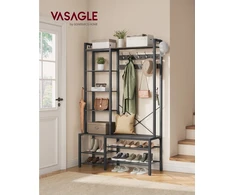 Songmics Drabužių stovas 40x120x190 cm Pilka mediena ir plienas