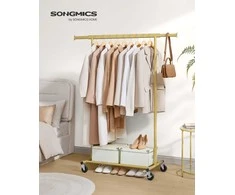Songmics Drabužių stovas 92x45x161,5 cm šviesiai auksinės spalvos plienas