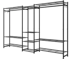 Songmics Drabužių stovas Atvira spinta 30x206.4x157.1 cm Juodas plienas