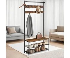 Songmics Drabužių kabykla su suoleliu ir lentynomis 32,2 x 84 x 180 cm