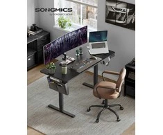 Songmics Elektrinis aukščio reguliuojamas stalas 140x60x72-120 cm juodas plienas