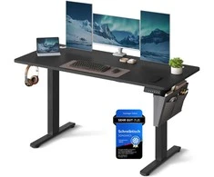 Songmics Elektrinis aukščio reguliuojamas stalas 140x60x72-120 cm juodas plienas