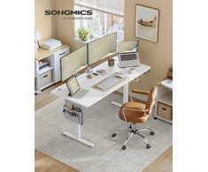 Songmics Elektrinis aukščio reguliuojamas stalas 160x70x72-120 cm baltas plienas