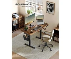 Songmics Elektrinis rašomasis stalas 120x60x72-120 cm rudos spalvos