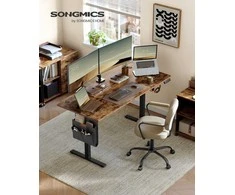 Songmics Elektrinis reguliuojamo aukščio rašomasis stalas 160x70x72-120 cm rudos spalvos plienas