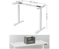 Songmics Elektrinis stalo rėmas 60x107,5x69 cm baltas plienas