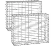 Songmics Gabionų krepšiai 100 x 80 x 30 cm, 2 vnt., sidabriniai