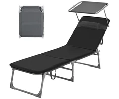 Songmics Gultas saulės vonioms 53x193x29,5 cm Juodas