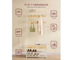 Songmics Hall medžio 30x80,5x181,5 cm auksinis ąžuolas ir baltas sandėliavimas