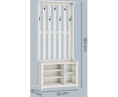 Songmics Hall stovas 35x81x180 cm Baltas medžio drožlių plokštė
