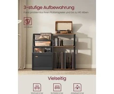 Songmics Įrašų grotuvų stovas, 3 lygių vinilo laikymas, kaimiškos rudos spalvos