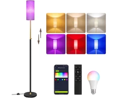 Songmics RGB LED reguliuojamo aukščio toršeras, juodas, 25 x 25 x 148–178 cm