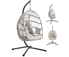 Songmics Pakabinamas krėslas su stovu baltos spalvos